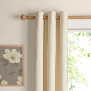 Salla Ecru Plain Woven Eyelet Lined Curtains